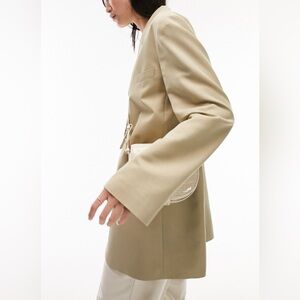 Topshop Side Button Long Sleeve Dad’s Blazer Dress Sage Green, Size US6